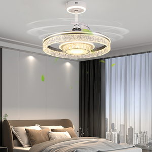 Hiện đại LED quạt trần ánh sáng với thiết kế có thể thu vào đồng ABS đèn cơ thể điều khiển từ xa-cho nhà cho phòng ngủ và phòng khách - Product Image 3