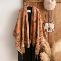 Écharpe d'hiver à motif ethnique pour femmes, pashmina voile cachemire, châle effet cachemire pour l'hiver, vente en gros