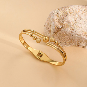 नई स्टील बॉल बेड लक्जरी ब्रांड ब्रैसलेट गहने 316 एल स्टेनलेस स्टील 18k सोने के प्लेटेड चूने - Product Image 4