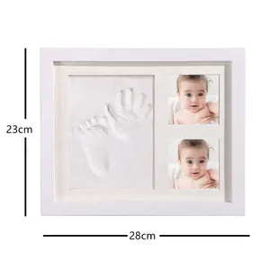 marco de foto de bebé Suppliers-Molde de impresión de mano y pie para bebé, marco de foto infantil, conjunto de cuadro con impresión a mano, regalos de bautismo para bebé