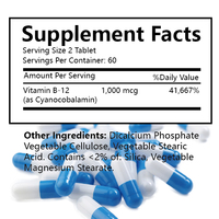 Compléments vitaminiques à base de matières premières naturelles, vitamine B12 méthylcobalamine 99%, poudre de vitamine B12, capsules de vitamine B12 avec GMP