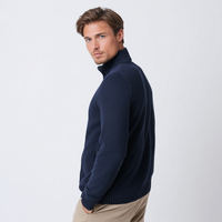 Veste en laine tricotée épaisse pour homme, cardigan d'hiver d'extérieur avec double fermeture éclair et boutons, et bordure en fausse fourrure