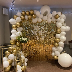 <span class=keywords><strong>Vente</strong></span> flash : Mur <span class=keywords><strong>de</strong></span> <span class=keywords><strong>fond</strong></span> personnalisé en sequins dorés pour fête d'anniversaire, décoration publicitaire, panneaux muraux carrés en sequins scintillants - Product Image 4