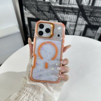 Étui de téléphone élégant en époxy transparent avec paillettes, effet diamant partiel, magnétique, anti-collision, délicat, pour OPP A6C 4G