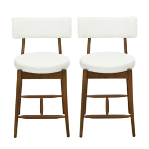 Modern Walnut Counter <b>Stools</b> Set of 2 High Chairs with Backrests for Kitchen Island Breakfast Nook Home Dining Bar <b>Outdoor</b> Use - Product Image 3