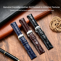 Nouveau bracelet de montre de luxe en cuir d'alligator avec fermoir, doublure en cuir de vachette, bracelet en cuir véritable de haute qualité pour affaires