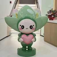 Patung Resin Karakter Bunga Kartun Lucu, Patung Boneka Bunga Kawaii untuk Hiasan Lanskap Mal, Taman, dan Taman Kanak-Kanak