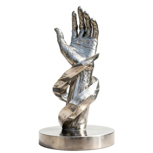 Personalisiertes Buddha-Hand-Skulptur-Geschenkband aus Edelstahl mit individueller Botschaft – Figurative Kunstskulptur - Product Image 1