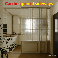 Porte coulissante en verre à 4 panneaux avec cadre en alliage d'aluminium de style rétro français, insonorisée, étanche, avec rail au sol, pour cuisine et balcon