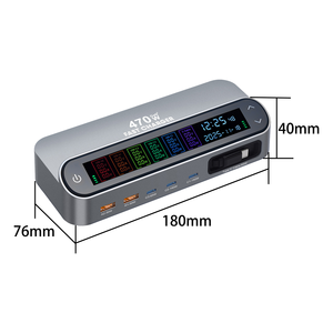 อะแดปเตอร์ชาร์จ GaN 6 พอร์ต รุ่นใหม่ล่าสุด <span class=keywords><strong>65W</strong></span> <span class=keywords><strong>VOOC</strong></span> PD3.1 ชาร์จเร็ว พร้อมสายชาร์จแบบยืดหดได้ จอแสดงผล LED ดิจิตอล พร้อมนาฬิกา - Product Image 5
