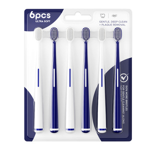 Brosse à dents manuelle ergonomique à poils souples, tête large, pack familial pour adultes, protection des gencives - Product Image 2