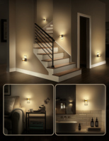 Luz Nocturna LOHAS con Enchufe de Pared, Estilo Aplique, 3000K, Brillo Regulable, Sensor de Anochecer al Amanecer, Iluminación Nocturna para Dormitorio
