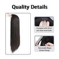 Perruque Bandeau Longue et Droite Noire Naturelle de 24 Pouces, Vente en Gros Directe Usine, Cheveux Synthétiques à 100% de Densité, Prix Abordable