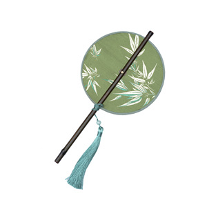 Abanico Redondo Chino Tradicional, Pintado a Mano, Material de Bambú, 17 cm de Diámetro, Abanico Portátil con Borla - Product Image 4