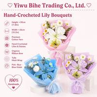 BH Handgefertigter Häkel-Lilien-Rosen-Blumenstrauß Künstliche Blumen Geburtstagsgeschenk Heimdekoration Großhandel
