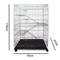 Fil d'acier inoxydable 4 niveaux cage pour chat en métal extérieur cages pour chat avec roues à vendre