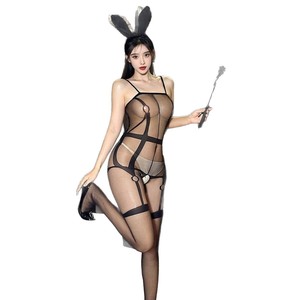 Lemon Story Body en résille sexy pour femme, lingerie transparente à entrejambe ouvert, avec bas, Printemps 2025 - Product Image 4