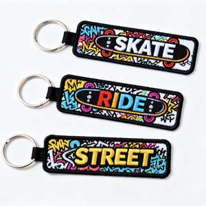 Llaveros de Acero Inoxidable al por Mayor, Ajustables, con Logotipo Personalizado Bordado, con Tela de Poliéster, Colores Personalizados - Etiquetas y Anillos para Llaves - Product Image 1