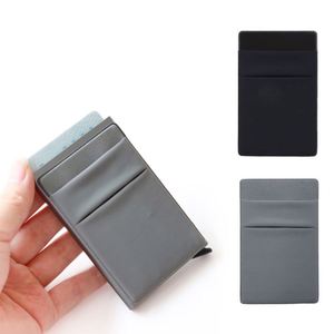 Porte-cartes automatique fin en métal aluminium avec adhésif, double couche en Lycra, anti-RFID, pour hommes - Product Image 1