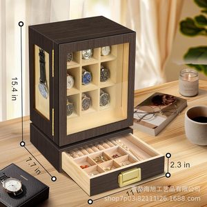 Wooden <b>Watch</b> Storage Box Rectangle Desktop 4 Layers With Drawers For Men Women Jewelry Display <b>Case</b> - Product Image 4