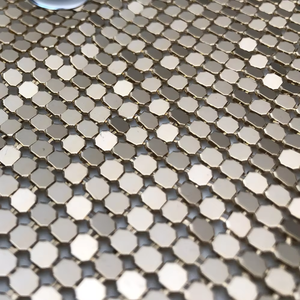 Iridescent Flexible Aluminum <b>Sequin</b> Mesh Fabric Shiny Mirror Metallic Chainmail Mesh Curtain For Wedding Backdrop Stage Dress - Product Image 1