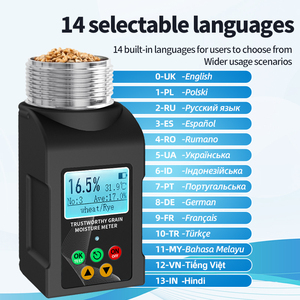Medidor de Humedad para Granos, 43 Tipos de Granos, 14 Idiomas, Café, Cacao, Semillas de Rábano, Anacardos, Mijo, Guisantes Picados - Product Image 4