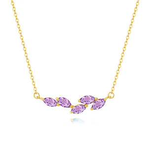 Colgante de flor de glicinia con 9 piedras de cristal natural, collar de plata de ley S925 para mujer, cadena de clavícula simple y refinada. - Product Image 1