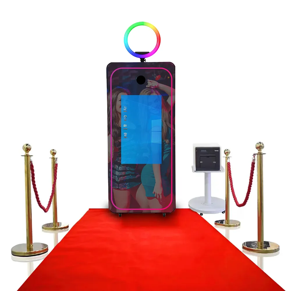 Vendita calda spedizione veloce in 48h 360 Photobooth a specchio automatico con specchio magico a Led Ipad 360 Photo Booth Machine con custodia