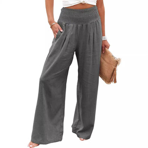 Pantalons de jogging amples à taille élastique décontractés pour femmes <span class=keywords><strong>en</strong></span> coton et <span class=keywords><strong>lin</strong></span> de grande taille pour l'automne - Product Image 2