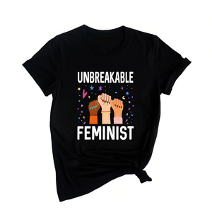 Maglietta Femminista Infrangibile da Donna, T-Shirt Casual 100% Cotone, Girocollo, Manica Corta, Vestibilità Regolare, Per Tutte le Stagioni, Jersey Stampato - Product Image 1