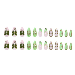 Ms.Miemie 24-Piece Stereoscopic Eyes Amovible ABS Nail Plates Dark Green Butterfly Style Wearable Diamond Eyes Fake Fingers - Product Image 4