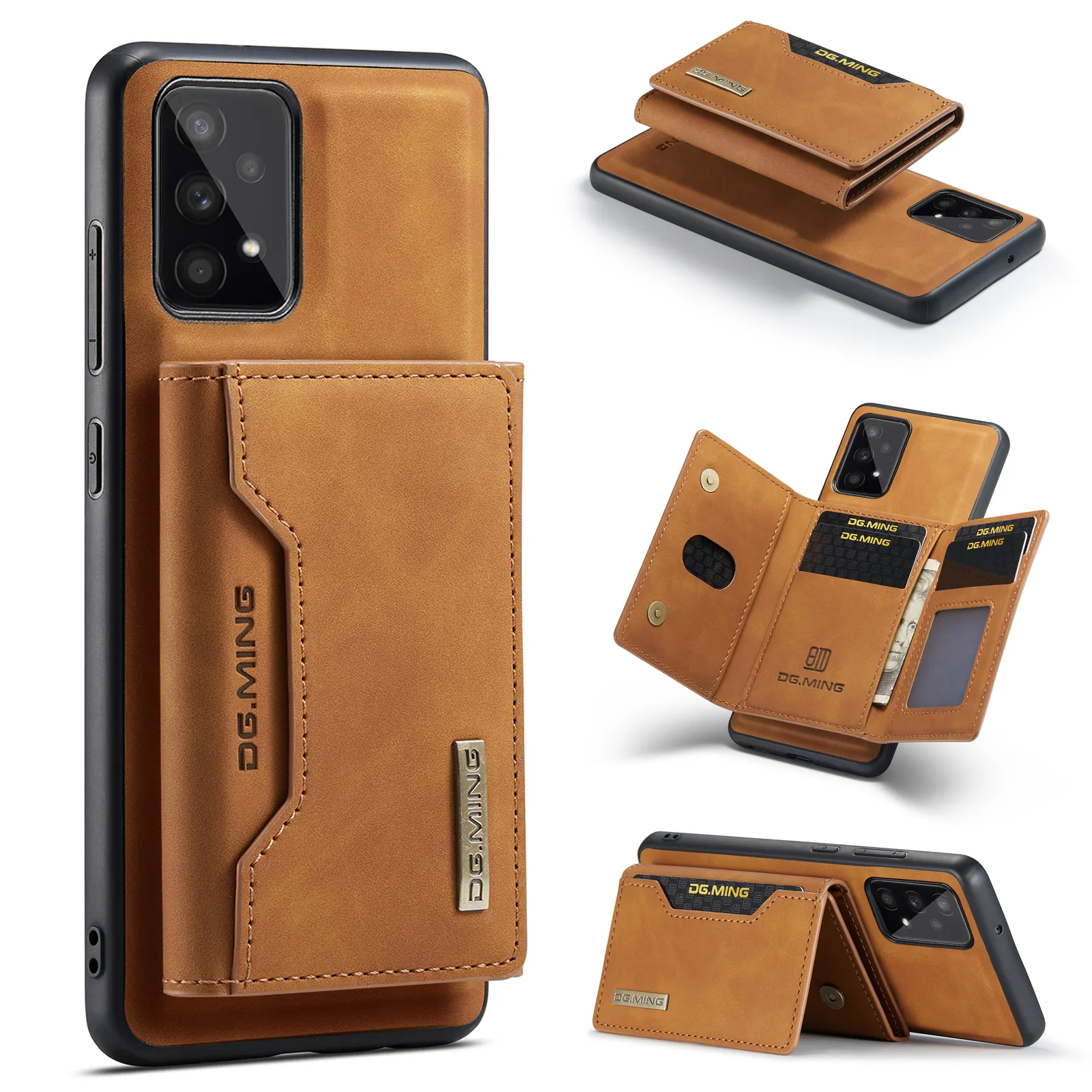 Retro PU deri 2 In 1 ayrılabilir manyetik cüzdan çanta kart tutucu deri telefon Samsung kılıfı Galaxy A53 A33 A13 A52 A32 A12