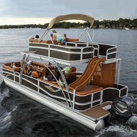 Bateaux pontons flottants récréatifs à double pont en aluminium, avec pont élégant, yacht de luxe de 26 pieds, en alliage d'aluminium soudé, moteur hors-bord 18