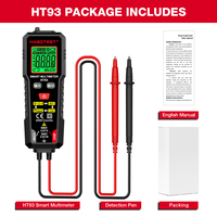 HABOTEST HT93 Multimeter Digital Pintar Detektor Urutan Fase True RMS 600V AC/DC Voltmeter Multitester 4-Digit Akurasi Tinggi