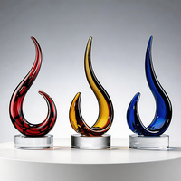 Noble fabricant cristal Art verre ornements flamme feu torche réalisation trophée Logo personnalisé cadeau d'affaires artisanat