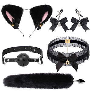 Draag Kraag Blinddoek Gag Expandeer Metal Butt Seksspeeltjes Meisje Full Body Fox Tail Anal Siliconen Plug En Fox Head - Product Image 1