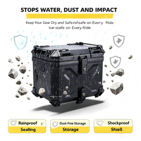 Top Case Moto Universel 45L en ABS, Étanche, Boîte Arrière à Double Verrouillage, Déverrouillage Rapide, Coffre de Rangement pour Scooter et Moto