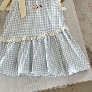 Child Star Circle Girls Dress Sleeveless Blue Plaid <b>Bow</b> Knot Summer Breathable Cute Baby Tulip Vest Style - Product Image 4