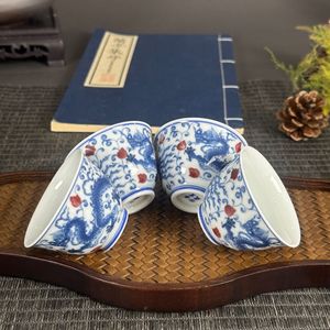 Squisita <span class=keywords><strong>collezione</strong></span> classica cinese dipinta a mano Dragon Pattern tazza <span class=keywords><strong>da</strong></span> tè decorazione per la casa in porcellana Vintage blu e bianca - Product Image 4