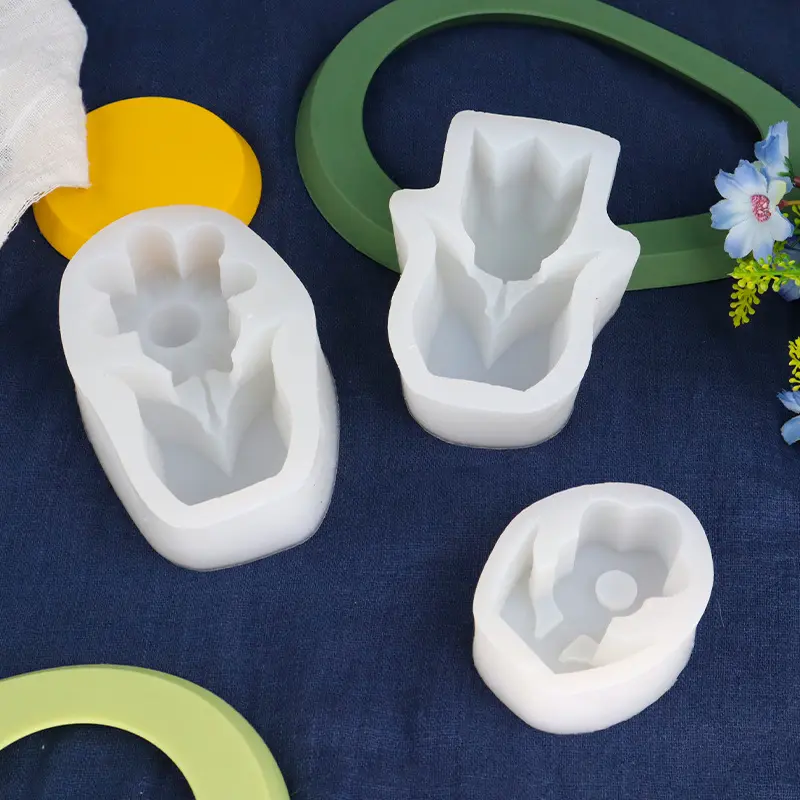 Discount DIY Tulip Floral Silicone Molds For 3d Candles Scented Candle Molds For Indoor Decoration Use Resin Mold