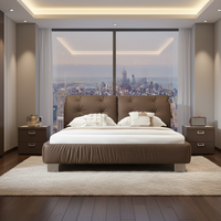 Lit en cuir capitonné de style moderne et luxueux sur mesure avec un cadre en bois massif de 1,5, 1,8 ou 2 mètres, ensemble de chambre à coucher haut de gamme