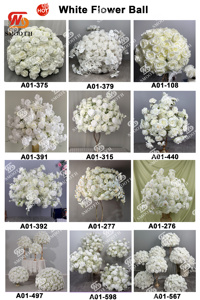 Modèles explosifs lisses Boule de fleurs roses blanches artificielles Fleurs de mariage Centres de table Chandelier Boule de fleurs - Product Image 4