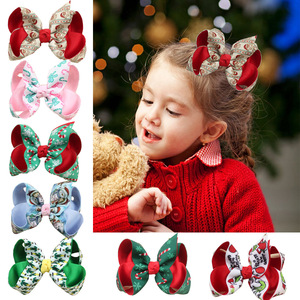 Usine en gros 4 pouces acétate doux Double couche noël filles arc pinces à cheveux pain d'épice père noël bonbons chapeaux - Product Image 1