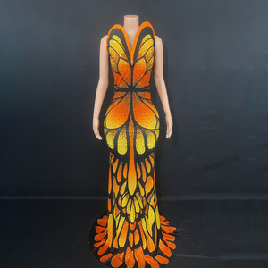 NOVANCE Fornitori <span class=keywords><strong>2023</strong></span> Nuovi Abiti da Festa Arancioni con Motivo a Farfalla Vestiti Lunghi da Donna per <span class=keywords><strong>Feste</strong></span> a Tema Danza per Serate Eleganti - Product Image 1