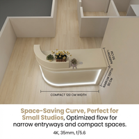 Comptoir de réception moderne et compact avec éclairage LED, comptoir de caisse incurvé peu encombrant pour salon de beauté et studio clinique