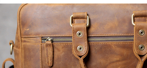 Sacs de voyage Vintage en cuir véritable pour hommes, sacoches à bandoulière carrées multi-poches - Product Image 2