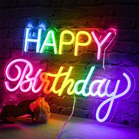 Enseigne au néon Happy Birthday logo personnalisé enseigne au néon en acrylique pour décoration murale publicité pour fêtes d'anniversaire néons personnalisés