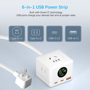 67W Cubo Compacto Carga Rápida Ac <span class=keywords><strong>Usb</strong></span> <span class=keywords><strong>C</strong></span> Gan Cargador Adaptador de Corriente Tira de Alimentación Protección Contra Sobretensiones Con Cable de Extensión para <span class=keywords><strong>Macbook</strong></span> - Product Image 6