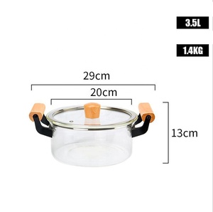Japanese High Borosilicate Clear Glass <strong>Pot</strong> Eco-Friendly <strong>Small</strong> Wooden Base Easy Clean Cookware Set for Cooking Soup Gruel Stew - Product Image 4