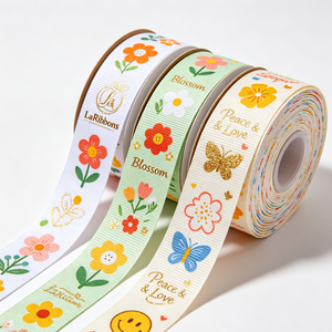 Grace Customize Gold Foil Glitter Print Personalised Printed 16mm 22mm 28mm Spring Gift Decoration Grosgrain <b>Ribbon</b> - Product Image 3